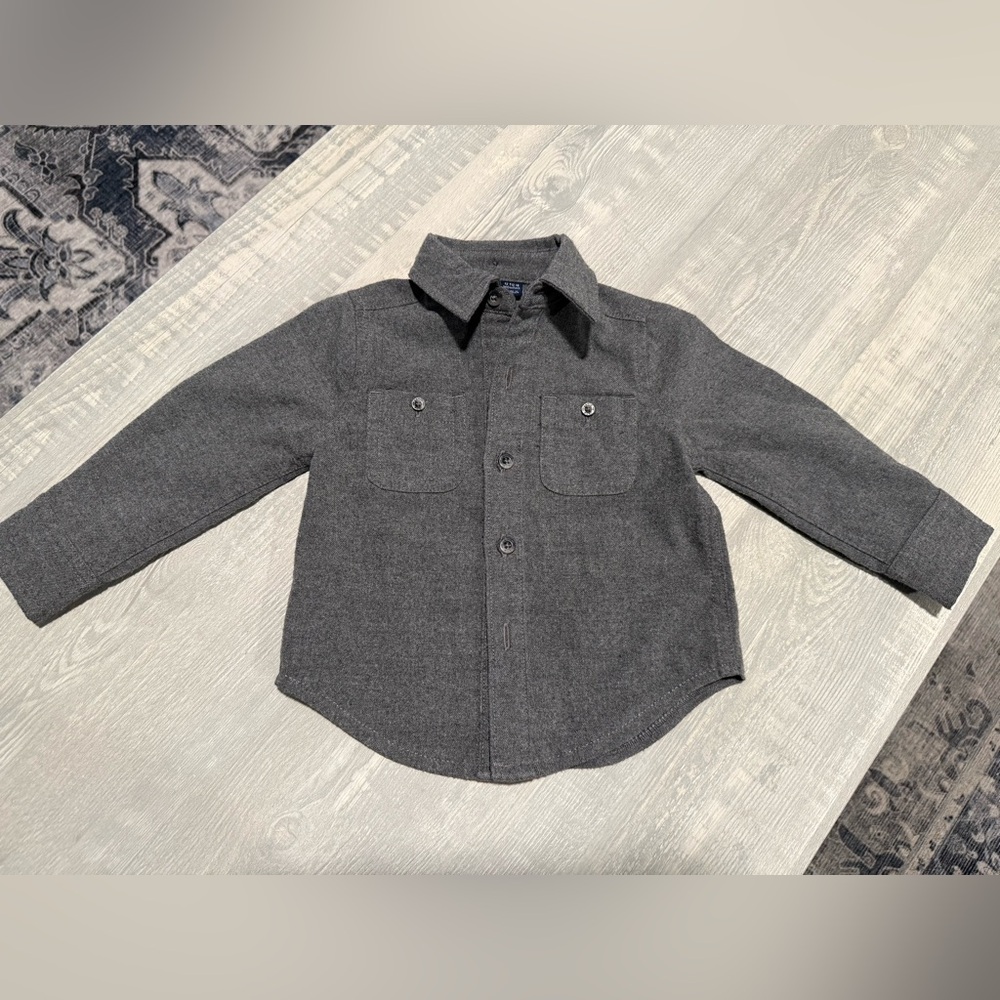 Janie and Jack Charcoal Button Down Shirt